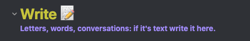 Write. Letters, Words, Conversations. If It is text write it here